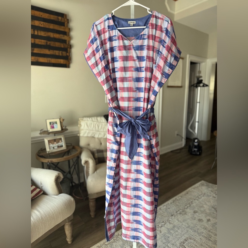 J. Peterman Ikat Print Caftan Dress | Womens Size Medium - Picture 2 of 6
